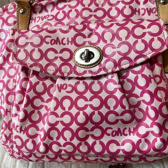 COACH Op Art Jacquard Pink Two Way Shoulder Bag and Crossbody Combo - Picture 2 of 16